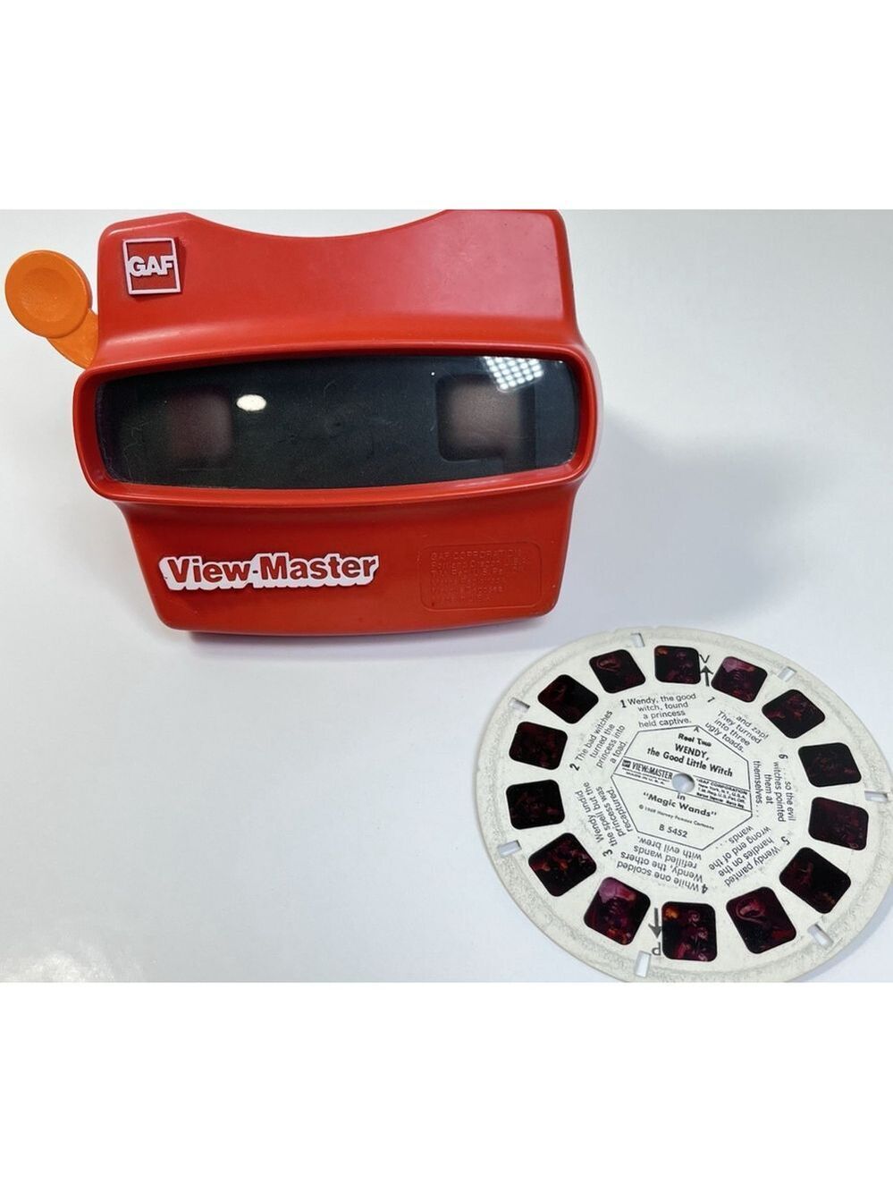 View Master GAF Model L Red With Orange Lever + Wendy The Good Witch Reel 2 USA